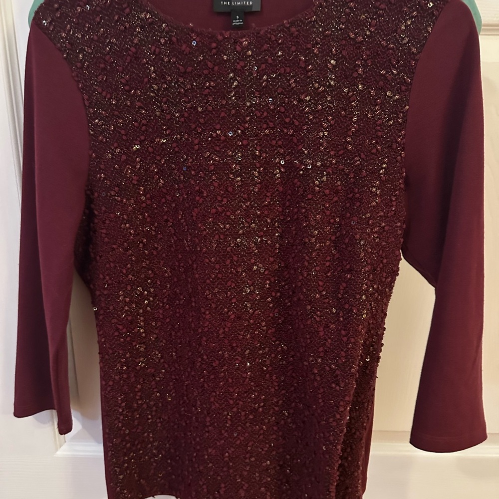 The Limited Red Embellished 3/4 Sleeve Blouse